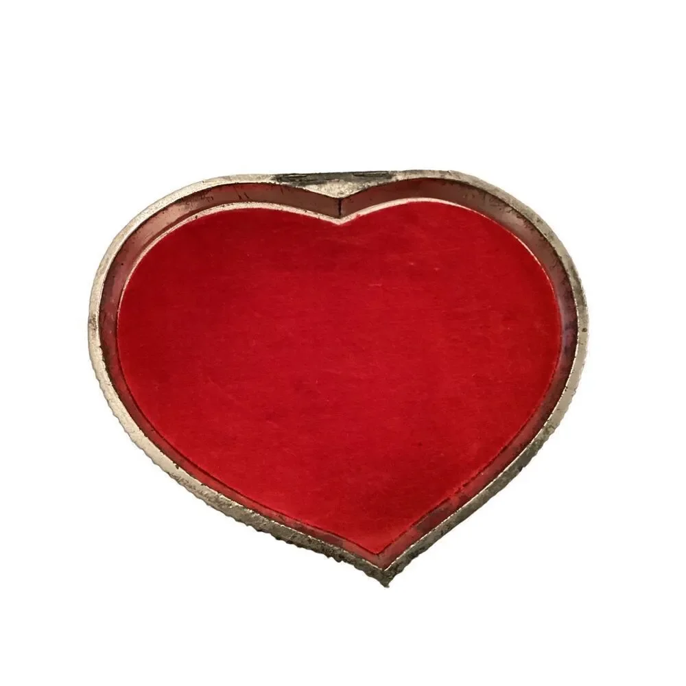 Time For Us Vintage Silver tone Metal Trinket Jewelry Box Flower Heart 3 Footed